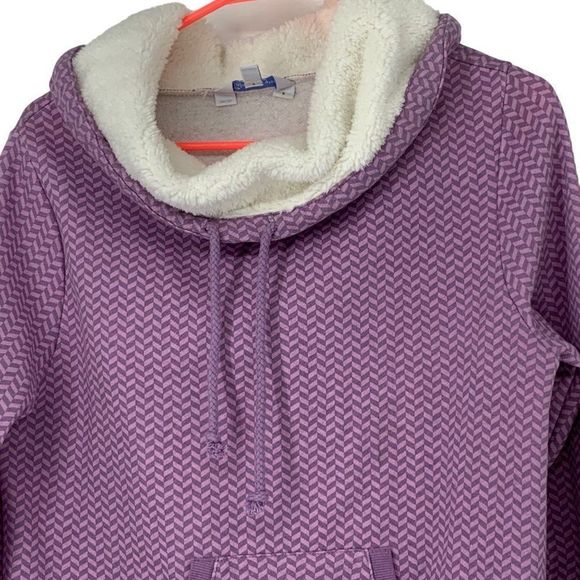 Womens Pajamagram Size Small Fleece Cowl Top Sweatshirt PJ Sleep 3144 Purple - Picture 2 of 7